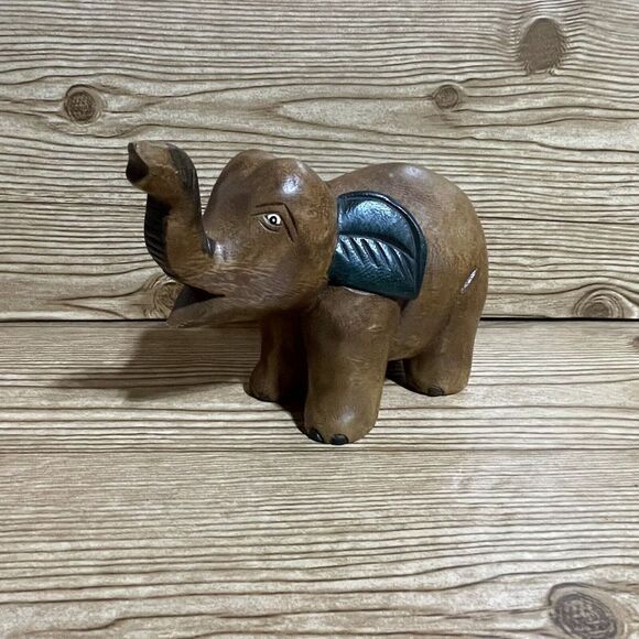 VTG Wooden Elephant‎ Handcrafted in Kingdom of Thailand for The Mandalay Box Co - Picture 1 of 11